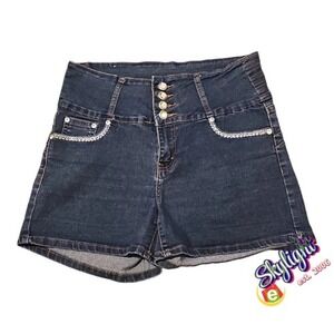 D&b Women's‎ Blue 5-Pocket Design Denim Jeans Shorts Size 13